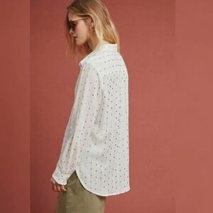 Feather Bone By Anthropologie Sparkle Sequin Stripped Button Down Blouse Size: S